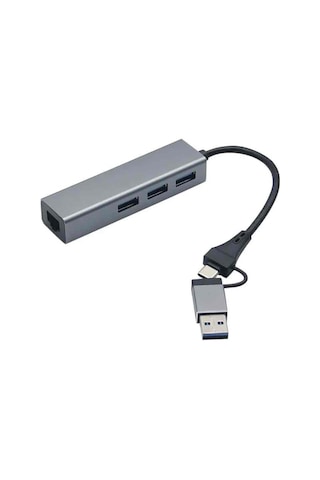1000 Mbps Gigabit Usb-c Ve Usb-a Girişli 4 Port Usb 3.0 Hub Gigabit Ethernet Adaptörü 1000 Mbps Kablolu İnternet, 5gbps Veri Aktarımı, Çoklu Bağlantı Desteği, Kompakt Abs Gövde Zr1109 Acı Kahverengi