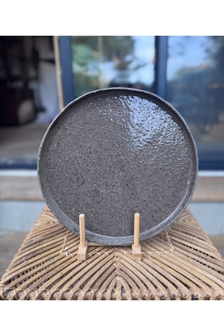 Argile Rouge Büyük Servis Tabağı El Yapımı Stoneware Antrasit