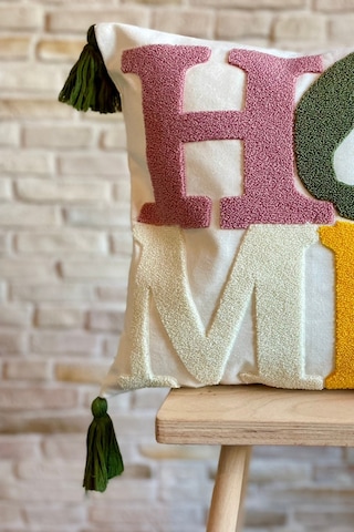 Swita Home Punch İşlemeli Tekli Dekoratif Özel Tasarım Kırlent Kılıfı Panç Mor - Yeşil