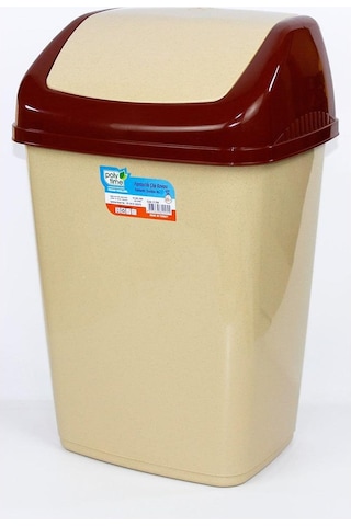 Polytime Klink Sallanır Kapak Çöp Kutusu / Plastik / Kiremit-Krem