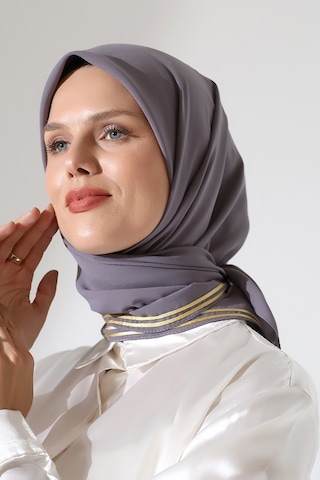 Tesettür Biyeli Bürümcük Düz Şifon Eşarp - Gri Gri