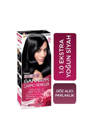 Garnier Çarpıcı Renkler Krem Saç Boyası - 1.0 Ekstra Yoğun Siyah