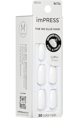 İmpress Color Kendinden Yapışkanlı Takma Tırnak Uzun Beyaz