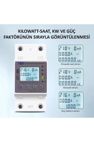 Tomzn Kaçak Akım Koruma Rölesi Ve Yüksek Voltaj Ve Akım Koruyucu Röle 63A Wifi Özellikli Devrim