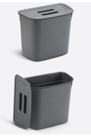 Flosoft Dolap İçi Kapaklı Asılabilir Çöp Kovası, Dolap Kapağı Askılı Çöp Kutusu Füme 7 Litre Füme