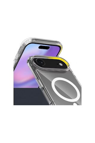 Apple Uyumlu iPhone 17 Air Kılıf M-safe Şarj Özellikli Şeffaf Sert Pc Mkst Embos Kapak - Şeffaf Şeffaf