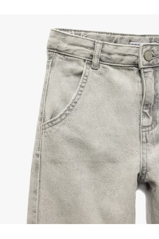 Koton Beli Ayarlanabilir Lastikli Cep Detaylı Pamuklu Denim Pantolon Gri 5skb40024td Gri