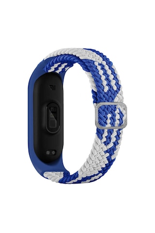 Xiaomi Mi Band 3 Uyumlu Krd-49 Örgü Zore Kordon-mavi-beyaz