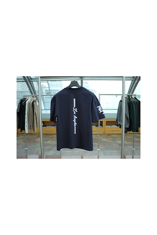 Wild Wood Garment Wild Wood "la Street" Dikey Baskılı Ve Kol Nakışlı Premium Oversize T-shirt Siyah-nakışlı