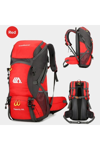 Weikani-50l Suya Dayanıklı Yürüyüş Sırt Çantası Açık Spor Sırt,kırmızı Kızıl Kırmızı