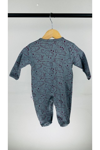 Fil Desenli Çıtçıtlı Pamuklu Bebek Tulum 001