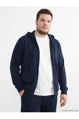 Lcwaıkıkı Basic Lacivert Kapüşonlu Erkek Fermuarlı Sweatshirt