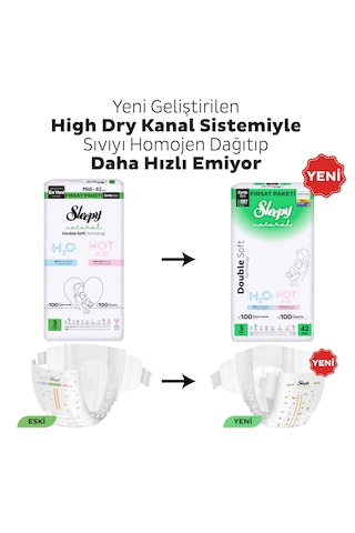 Sleepy Natural Double Soft Ultra Fırsat Paketi Bebek Bezi 3 Numara Midi 84 Adet