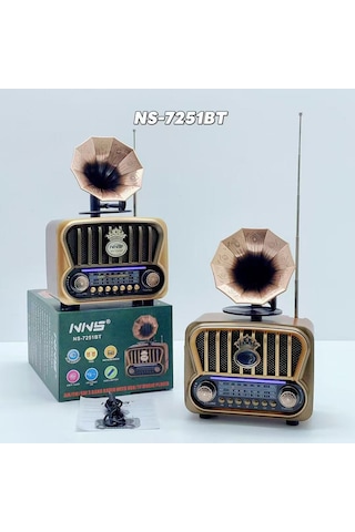 Şarjlı Mp3/bluetooth/usb/ Nostaljik Kablosuz Fm Radyo Speaker Ns-7251