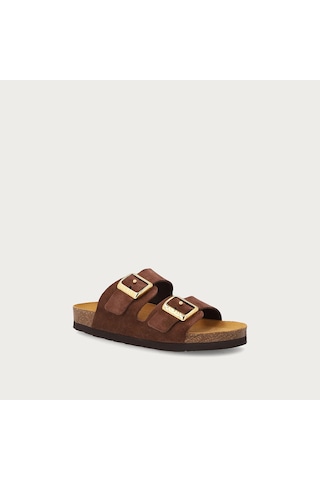Cocoa Terlik Kadın 17b8 Frau Suede Double-strap Sliders Kahverengi