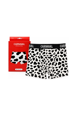 Carnaval Socks İnek Benek Desenli Erkek Boxer Pamuklu Likralı Parlak Lastikli Kutulu Siyah Beyaz Çoklu