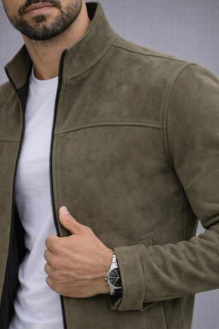 Baselco Slim Fit Dik Yaka Mevsimlik Süet Ceket Haki