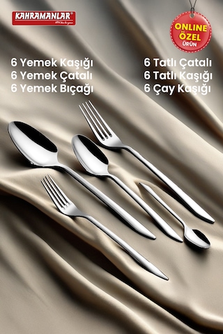 Kahramanlar Demre 36 Parça Çatal Kaşık Bıçak Takımı GÜmüş