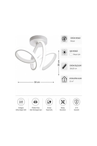 AvizeGO Sion Led Plafonyer Avize Beyaz Işık