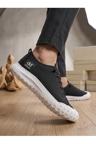 Ba0248 Boa Siyah Beyaz Taban Esnek Bağcıklı Ultra Hafif Nefes Alan Sneaker Ayakkabı