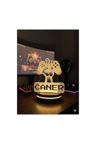 Kişiye Özel Led Işıklı Gaming Masa Lambası İsim Yazılı Oyuncu Gece Lambası Çok Renkli