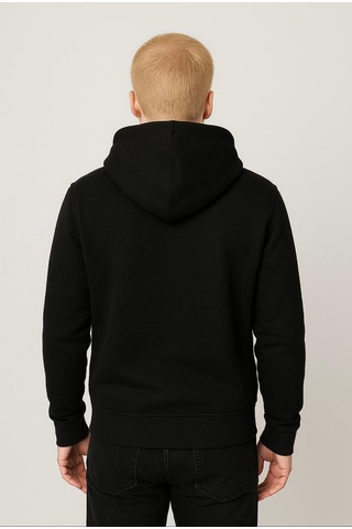 Axxel Erkek Siyah Kapüşonlu Sweatshirt-w1108 Siyah 3 İplik Şardonlu