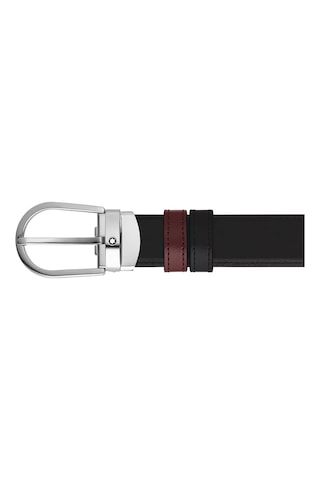 Montblanc At Nalı Tokalı Siyah - Bordo 30 Mm Çift Taraflı Deri Ke