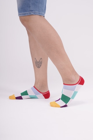 The Socks Company 3 Çift Özel Kutulu Erkek Görünmez Çorap 23SDCR153P Beyaz - Gri