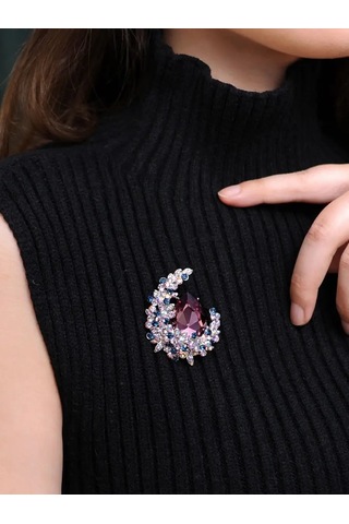 Beautiful Detail Büyük Taşlı Takılı Broş 156714062 Violet