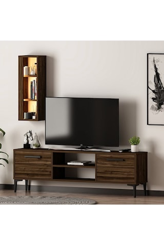 Bien Işıklı Tv Ünitesi Sandık Ceviz Ceviz
