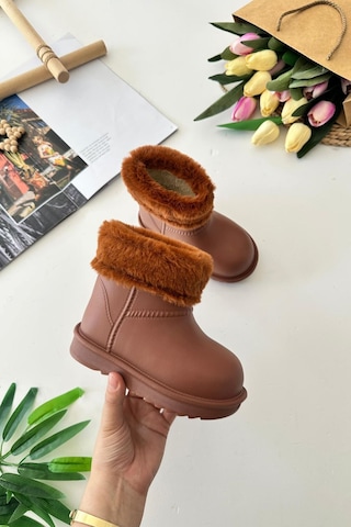 Miniğimin Cicileri Kürklü Renkli Yağmur Botu - Taba