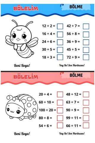Birinci-ikinci Ve Üçüncü Sınıflar Süper Matematik Böl-boya