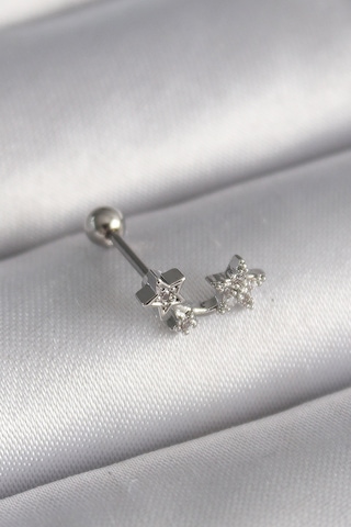 316l Çelik Gümüş Renk Zirkon Taşlı Yıldız Tragus Piercing