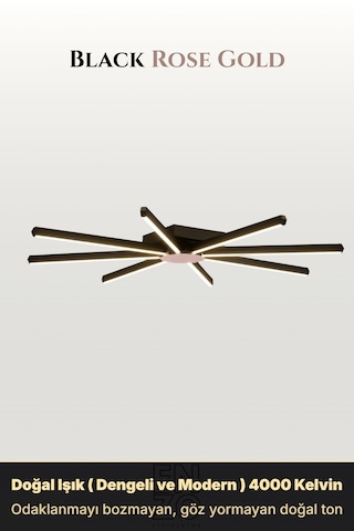 Pulsar Rose Gold Modern Led Tavan Avize - Aşağı Işık Kumandalı Dim Edilebilir Doğal Işık