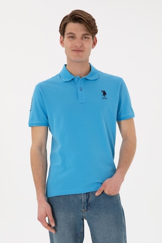 U.S. Polo Assn. Erkek Slim Fit Polo Yaka Turkuaz Basic Tişört 50305929-VR093
