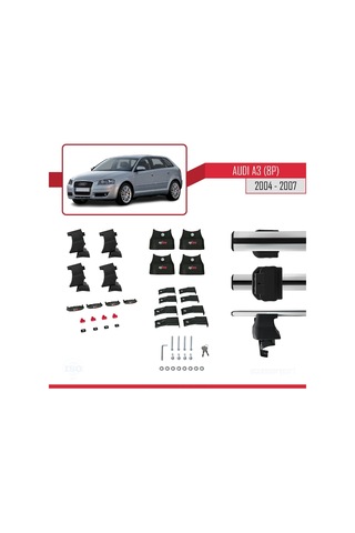 Audi A3 8p 2004-2007 Arası İle Uyumlu Ace-4 Ara Atkı Tavan Barı Gri