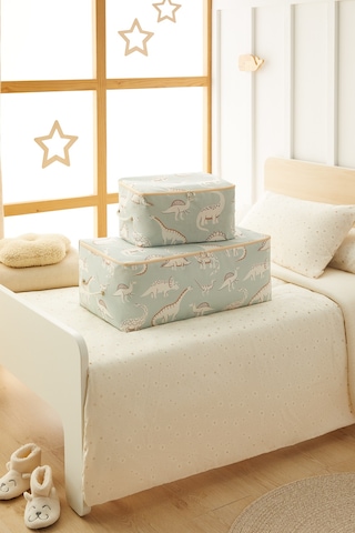Ocean Home Textile 2'li Çocuk Odası Dinozor Hurç Set 1 Adet 30 x 22 x 18 / 1 Adet 52 x 28 x 21 cm