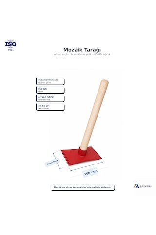 Mozaik Tarağı Ahşap Saplı Dövme Çelik Beton Sıva Dekorasyon Taş Çekici