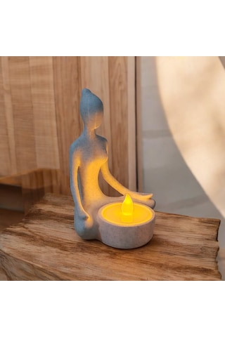 Meditasyon Kadın Figürü Mumluk 3d Baskı Dekoratif Led Mumluk