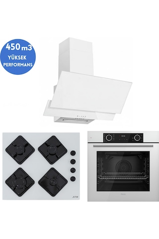 Ferre Ve Afm Tech Fryart Noora Beyaz XE63CB + FM2-BD2201 + FM3301 Ankastre Set