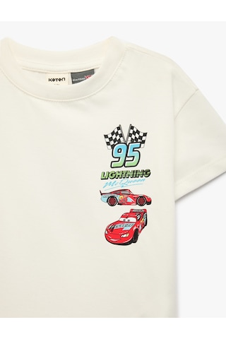 Koton Lisanslı Lightning Mcqueen Baskılı Kısa Kollu Tişört Ekru 6smb10228tk
