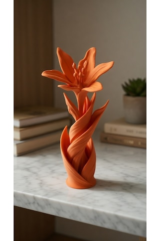 Zambak Lilyum Çiçek Dekoratif Obje 3d Modern Biblo Şık Ev Dekoru