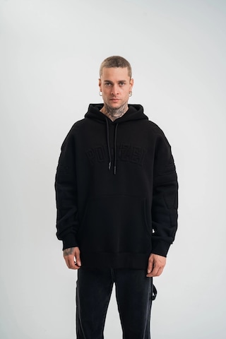 Novalisse Erkek 3 İplik Pamuklu Oversize Kapüşonlu Nakışlı Hoodie Sweatshirt - Siyah Çoklu Renk