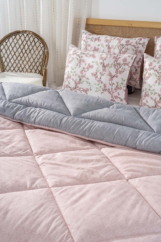 Rivaistanbul Pudra-gri Modie Çift Kişilik Çift Taraflı Lüx Yorgan 195x215 Cm Pembe