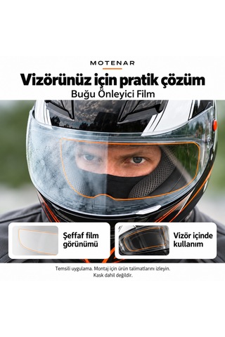 Motenar Motosiklet Kask Vizörü Buğu Önleyici Şeffaf Film Pinlock 1 Adet