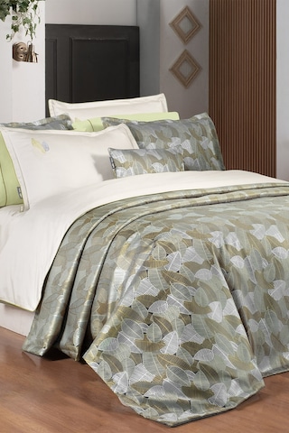 Sarev Ulrika Gri Çift Kişilik %100 Pamuk Nevresim Takımı Ve Yatak Örtüsü Seti Gri