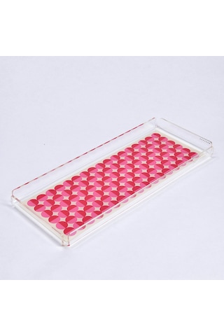 Vals Pleksi Renkli Pembe Tepsi 40x17 Cm Çok Renkli