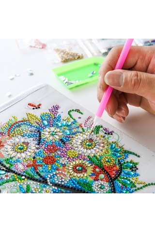 Jeemson Kırmızı Taş Tablo Dıy Depolama Kutusu - Kanvas Malzeme, 25cm Boyut, Araç Seti Dahil Snh002 Çok Renkli