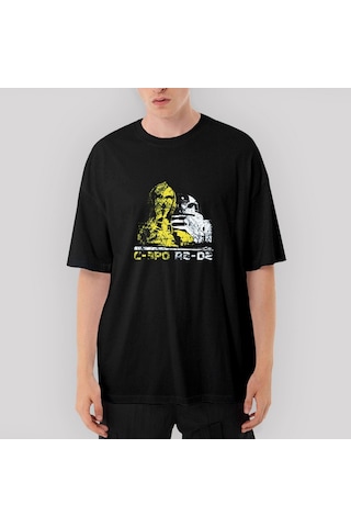 Star Wars C-30 And R2-D2 Oversize Siyah Tişört Siyah