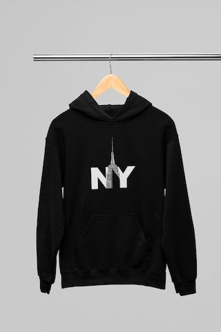 Magors Stıl-x Newyork Baskılı Unısex Kapüşonlu Sweatshırt Siyah-3